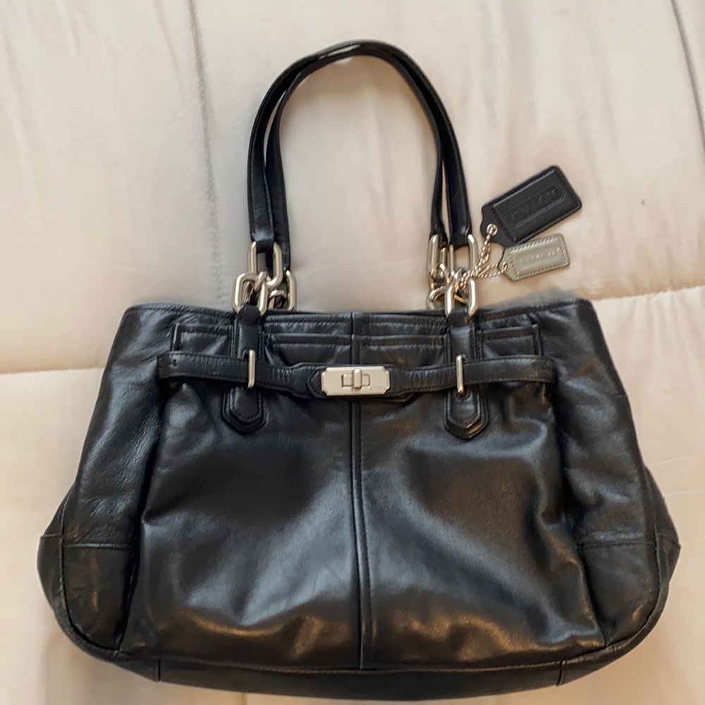 Black leather coach bag